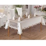 Çeyiz Diyarı Fransız Güpürlü Efsa Dantel Krem 160x260 cm 25 Parça Yemek Takımı