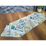 Çeyiz Diyarı Geometrik 35x115 cm Yeşil Lüx Runner