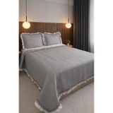 Çeyiz Diyarı Gonca Çift Taraflı Çift Kişilik Yatak Örtüsü 230x250 Gri