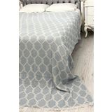 Çeyiz Diyarı Halat Keten Çift Kişilik Saçaklı Tek Pike 220x240 Cm Mavi