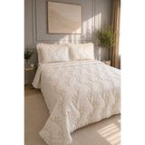 Çeyiz Diyarı Kanima Elyaf Dolgulu Çift Kişilik 230x250 Cm Yatak Örtüsü Krem