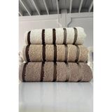 Çeyiz Diyarı Karbeyaz Jakarlı 3lü El Yüz Havlu Takımı - Renkli - 50 x 90 cm