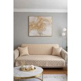Çeyiz Diyarı Konik Kırlent Kılıfı Hediyeli 170X210 cm Pamuklu Koltuk Örtüsü Bej - 170 x 210 cm