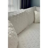 Çeyiz Diyarı Konik Kırlent Kılıfı Hediyeli 170X210 cm Pamuklu Koltuk Örtüsü Krem - 170 x 210 cm