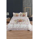 Çeyiz Diyarı Levante Baskılı Kapitoneli Çift Kişilik Yatak Örtüsü Somon - 240 x 250 cm