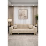Çeyiz Diyarı Lumpa Kırlent Kılıfı Hediyeli 170X210 cm Pamuklu Koltuk Örtüsü Bej