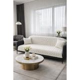 Çeyiz Diyarı Lumpa Kırlent Kılıfı Hediyeli 170X210 cm Pamuklu Koltuk Örtüsü Krem