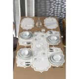 Çeyiz Diyarı Nişan Keten Nakışlı Amerikan Servis Takımı 19 Parça Gold - 12 x 24 cm