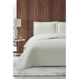 Çeyiz Diyarı Parma Çift Kişilik Lüks Kadife 240X260 cm Yatak Örtüsü Krem - 240 x 260 cm