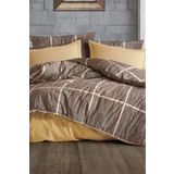 Çeyiz Diyarı Rian Kahverengi 195x220 cm Çift Kişilik Nevresim Takımı