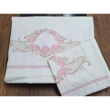 Çeyiz Diyarı Rose Nakışlı %100 Pamuklu 6 Parça Nevresim Takımı Krem - 200 x 220 cm