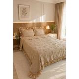 Çeyiz Diyarı Ruffle Pure Love 3 Parça Çift Kişilik Pike Takımı Bej