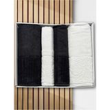 Çeyiz Diyarı Sevgi Hamam Takımı 4 Parça Krem - Antrasit - 80 x 150 cm