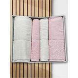 Çeyiz Diyarı Sevgi Hamam Takımı 4 Parça Krem - Pudra - 80 x 150 cm