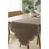 Çeyiz Diyarı Shelly Keten Aplikeli Runner 40x120 cm Cappucino