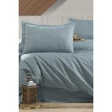 Çeyiz Diyarı Stripe Çift Kişilik Pollysaten Nevresim Takımı Turkuaz - 200 x 220 cm