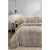Çeyiz Diyarı Tavşan Tüyü Bej Çift Kişilik Yatak Örtüsü 220 x 240 cm Süper Soft Düz Tema