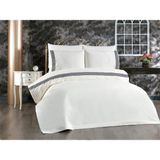 Çeyiz Diyarı Tomira Dantelli 6 Parça Çift Kişilik Nevresim Takımı Krem Antrasit - 200 x 220 cm - Krem - Antrasit
