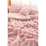 Çeyiz Diyarı Tomriks Tavşan Tüyü Çift Kişilik Yatak Örtüsü 220x240 Cm Pudra