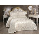 Çeyiz Diyarı Toprak Jakarlı Şönil Yatak Örtüsü Krem - 230 x 250 cm