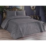 Çeyiz Diyarı Velica Çift Kişilik Kadife Yatak Örtüsü Antrasit - 250 x 260 cm