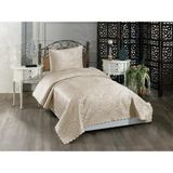 Çeyiz Diyarı Velica Tek Kişilik Kadife Yatak Örtüsü Krem - 180 x 230 cm - Antrasit