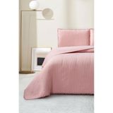 Çeyiz Diyarı Venedik Elyaf Dolgulu Çift Kişilik 240x260 Cm Yatak Örtüsü Pudra