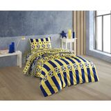 Çeyiz Merkezi Fenerbahçe Sarı Lacivert Taraftar Baskılı Nevresim Takımı Pamuklu - Tek Kişilik - Renkli - 160 x 220 cm
