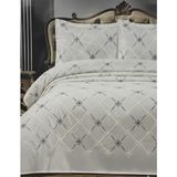 Çeyiz Merkezi Melisa Nakışlı Şönil 3 Parça Pike Takımı – Çift Kişilik ( Kutulu) - Gri - 240 x 250 cm