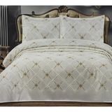 Çeyiz Merkezi Melisa Nakışlı Şönil 3 Parça Pike Takımı – Çift Kişilik ( Kutulu) - Kahve - 240 x 250 cm