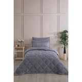Çeyiz Merkezi Wellsoft Uyku Seti Çift Taraflı Jakarlı 3 Parça - Tek Kişilik - 155 x 215 cm - Antrasit