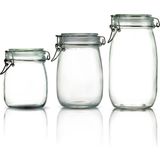 Çeyizde 3'lü Set Korken Kavanoz Vakumlu Kilitli Cam Saklama Kavanozu 750 ml - 1000 ml - 1500 ml - Şeffaf - 3 Adet - Hacim