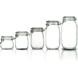 Çeyizde 5'li Set Korken Kavanoz Vakumlu Kilitli Cam Saklama Kavanozu 500 ml - 7500 ml -1000 ml - 1500 ml - 2000 ml - Beyaz Şeffaf - 5 Adet