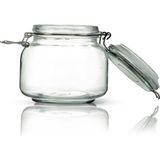 Çeyizde Korken Kare Kavanoz 750 ml Vakumlu Kilitli Cam Saklama Kavanozu - Beyaz Şeffaf - 1 Adet