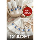 Çeyizim 12 Adet Düğün Havlusu | Nişan - Sünnet Havlusu | Konvoy - Araba Havlusu | Desenli ve Saçaklı
