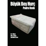 Çeyizlik Büyük Tek Hurç Çiçekli, Kadife Tek Hurç Çeyizlik Dantelli Hurç, Pudra Büyük Boy Hurç
