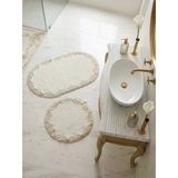 Çeyizlik Güpürlü Dantelli Banyo Paspas Takımı Kaymaz Taban 2'Li Set 60X100 50X60