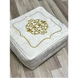 Çeyizlik Kadife Gold Işlemeli Krem Bohça 40X35 cm Nişan Gelin Damat Hurcu - Bej - 1 Parça - 45 x 40