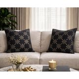 Ceylan Collection Yastık Kılıfı & Tel Kırma El Işlemeli Yastık Kılıfı - Siyah - 45x45