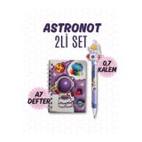 Ceylan Kırtasiye 2 li Astronot Temalı Defter 0,7mm Uçlu Versatil Kalem (2li Set)