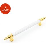 Ceylan Kulp 4'lü Set 224 mm Sarı Ayak Beyaz Anka Modeli Dolap Çekmece Mobilya Kulbu