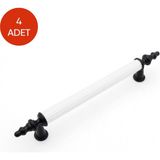 Ceylan Kulp Metal 4'lü Set 128 mm Siyah Beyaz Anka Modeli Dolap Çekmece Mobilya Kulbu