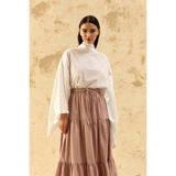 Ceylan Otantik Beyaz Organik Keten Pelerin Bluz