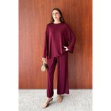 Ceylan Otantik Bordo Viskon Basic Body & Bordo Viskon Pantolon