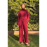 Ceylan Otantik Bordo Viskon Pantolon