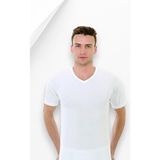 Ceylanoğlu Ribana Erkek V Yaka Yarım Kol ATLET-%100 Pamuk - Beyaz - 2XL