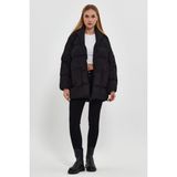Ceylen Kadın Yarasa Kol Puffer Oversize Şişme Mont - 000-Siyah - Standart