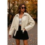 Ceylen Yeni Sezon Oversize Bomber Suni Deri Ceket
