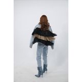 Ceylin Ceylan Üç Renk Püsküllü Crop Oversize Kot Ceket - M - Gold - Siyah