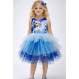 Ceylin Fashion Kız Çocuk Elsa Mavi Tütülü Doğum Günü Elbisesi CF-25003